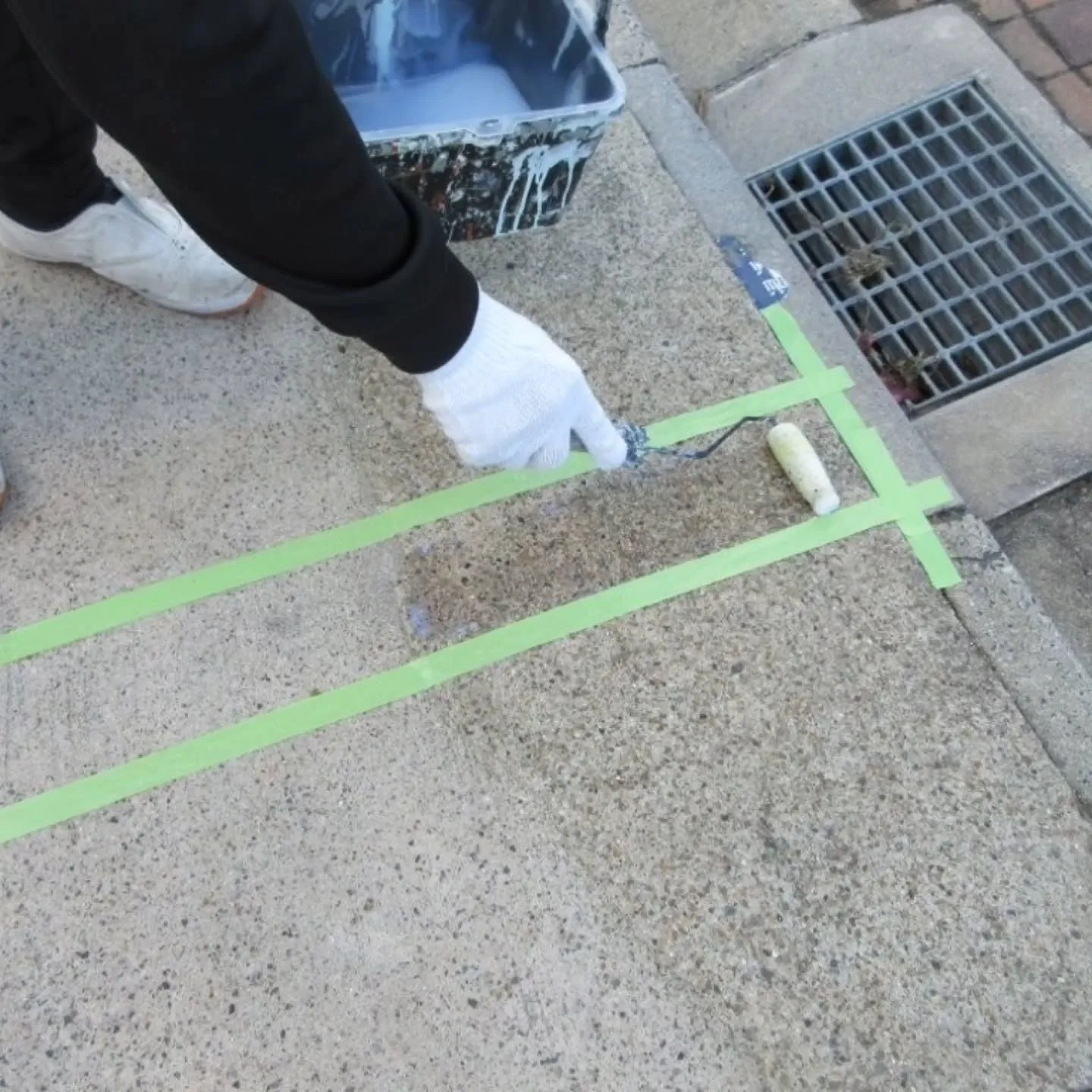 名古屋市北区T様邸 駐車場のライン引き befor/afte...